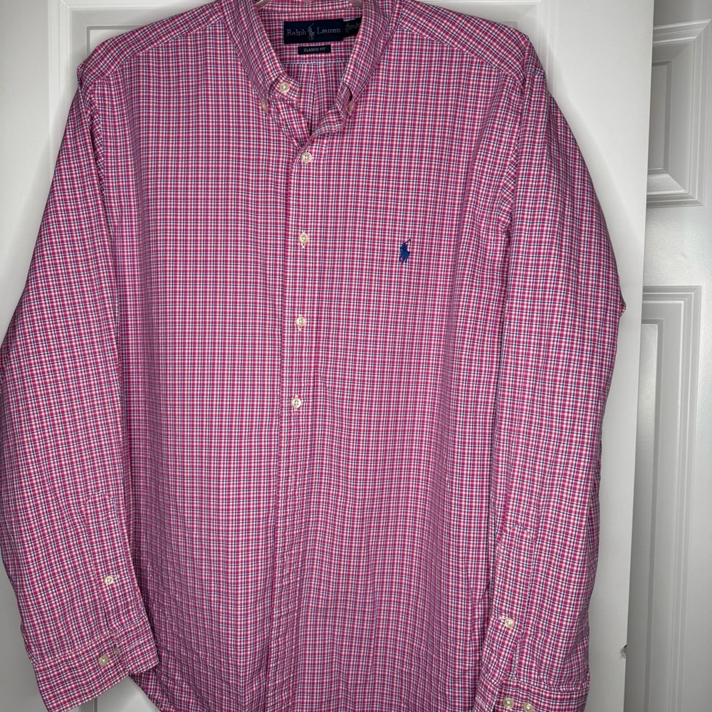 Ralph Lauren Men's Pink Plaid Button-Down Shirt
